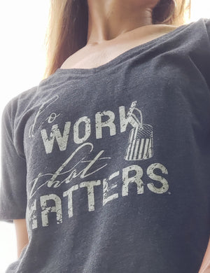 Ladies' Military Inspired Flowy V Neck Tee - Do Work That Matters