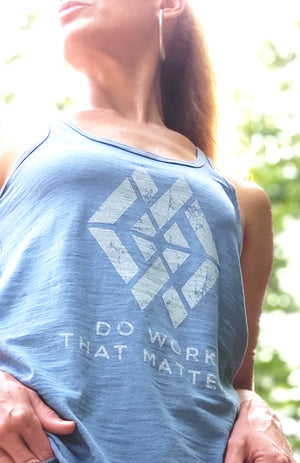 Ladies' DWTM Logo Flowy Racerback Tank - Do Work That Matters