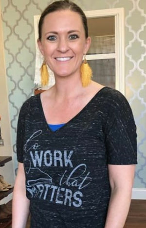 Teacher Ladies V Neck Flowy Tee - Do Work That Matters