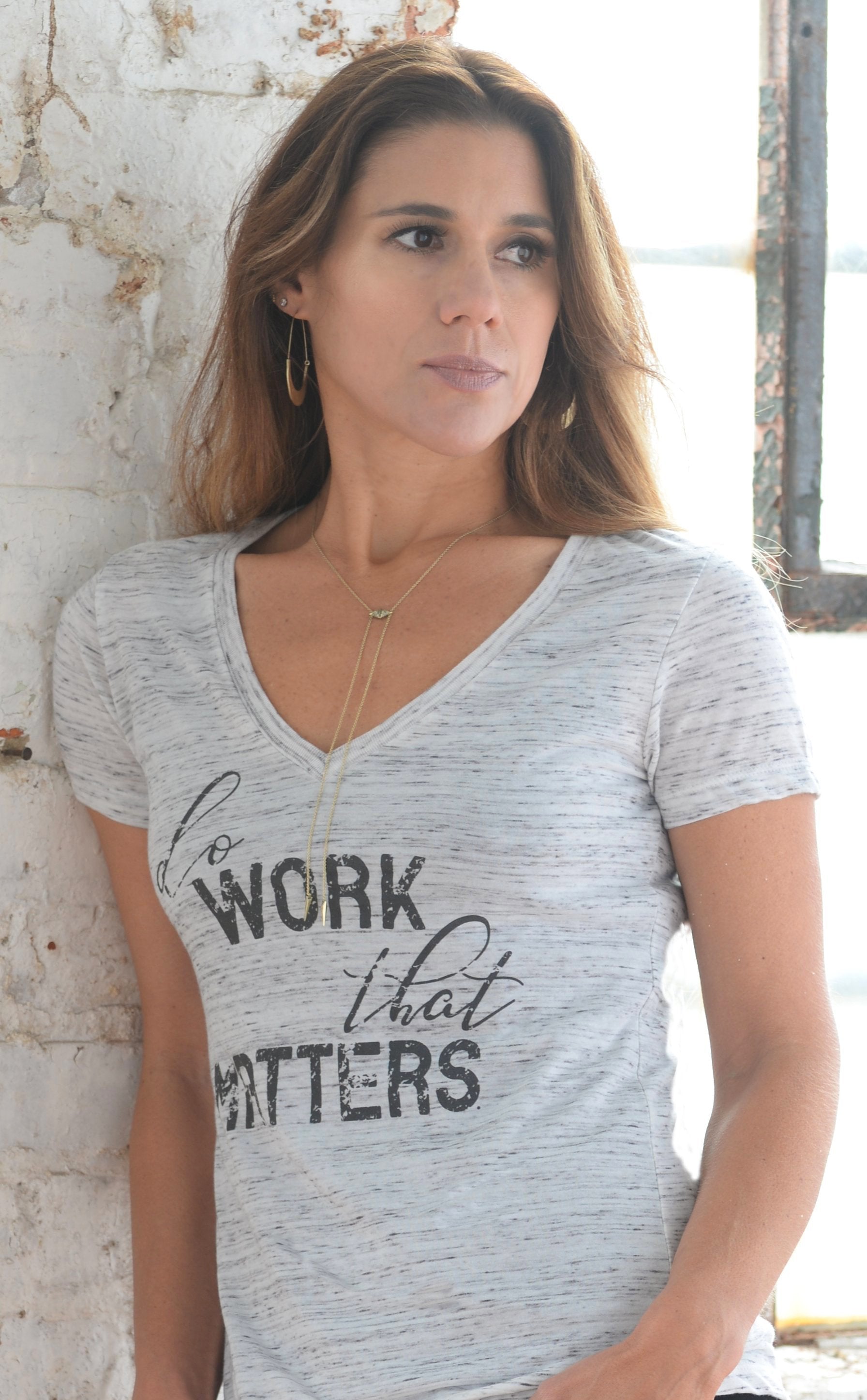 Do Work That Matters Ladies' Deep V Neck Tee - Do Work That Matters