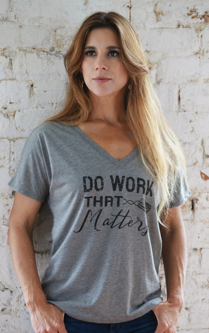 Ladies' Military Inspired Flowy V Neck Tee - Do Work That Matters